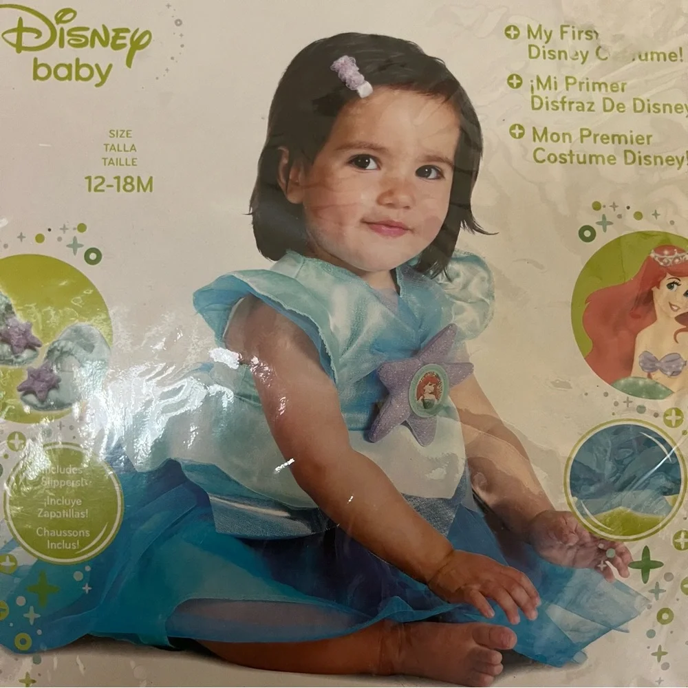 Disney Baby little mermaid Ariel costume dress 12-18 months slippers Halloween